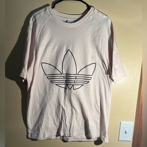 Men’s Adidas Cream Short Sleeve Tee Black Embroidery Size Large